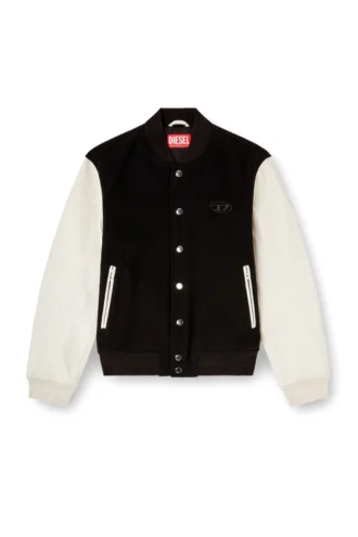 l-arry-wrd Blouson aviateur en laine mélangée et cuir