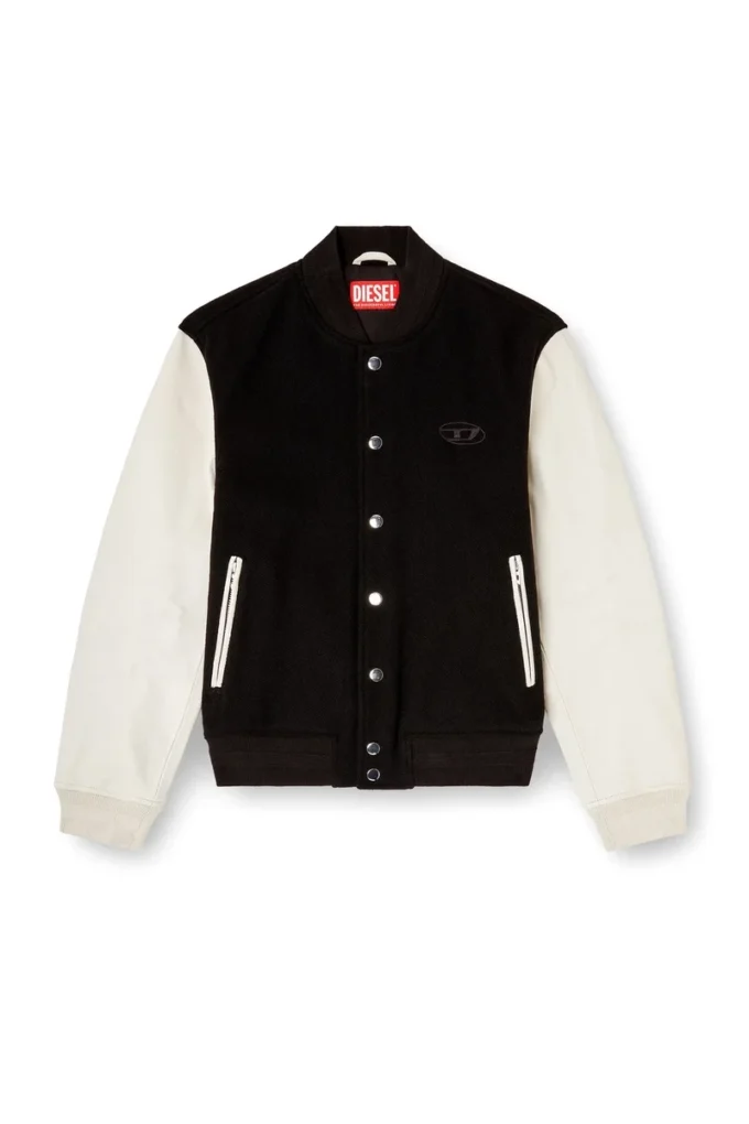l-arry-wrd Blouson aviateur en laine mélangée et cuir