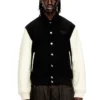 l-arry-wrd Blouson aviateur en laine mélangée et cuir