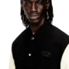 l-arry-wrd Blouson aviateur en laine mélangée et cuir