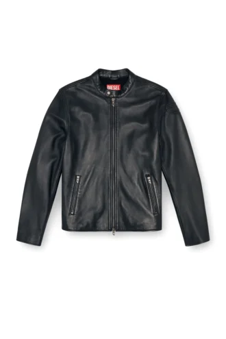 l-carver Veste de motard en cuir avec logo en relief