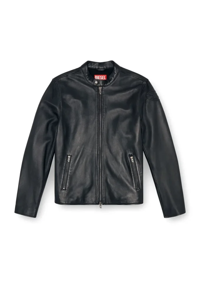 l-carver Veste de motard en cuir avec logo en relief