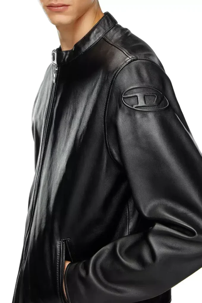 l-carver Veste de motard en cuir avec logo en relief