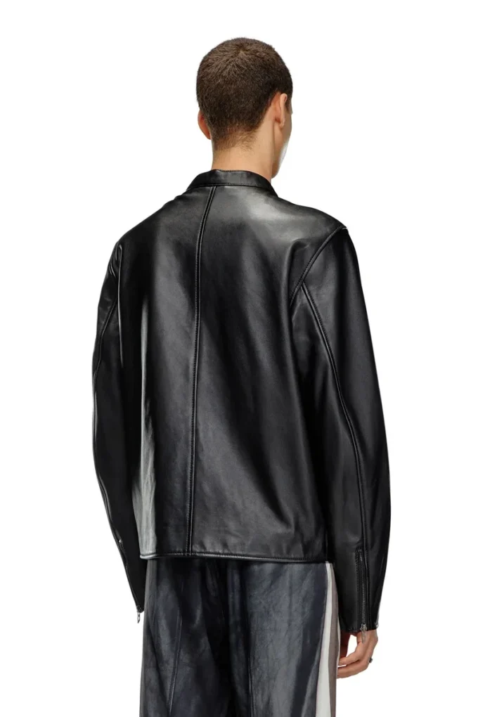 l-carver Veste de motard en cuir avec logo en relief