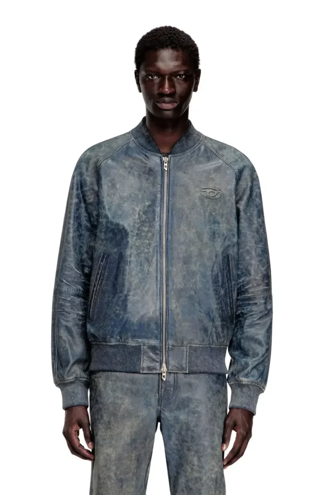 l-cobb Blouson aviateur en cuir traité