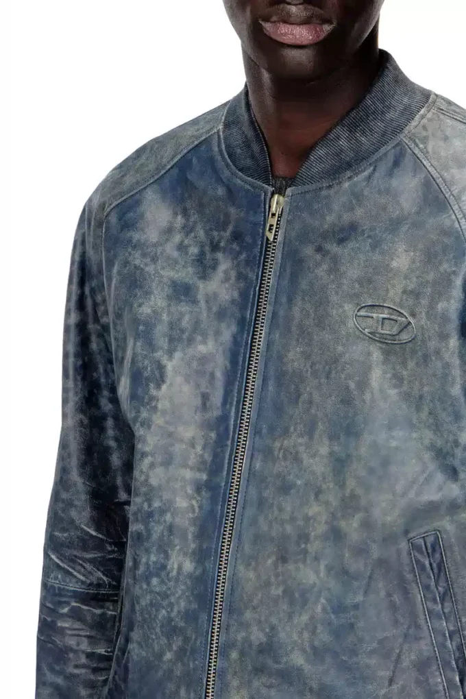 l-cobb Blouson aviateur en cuir traité
