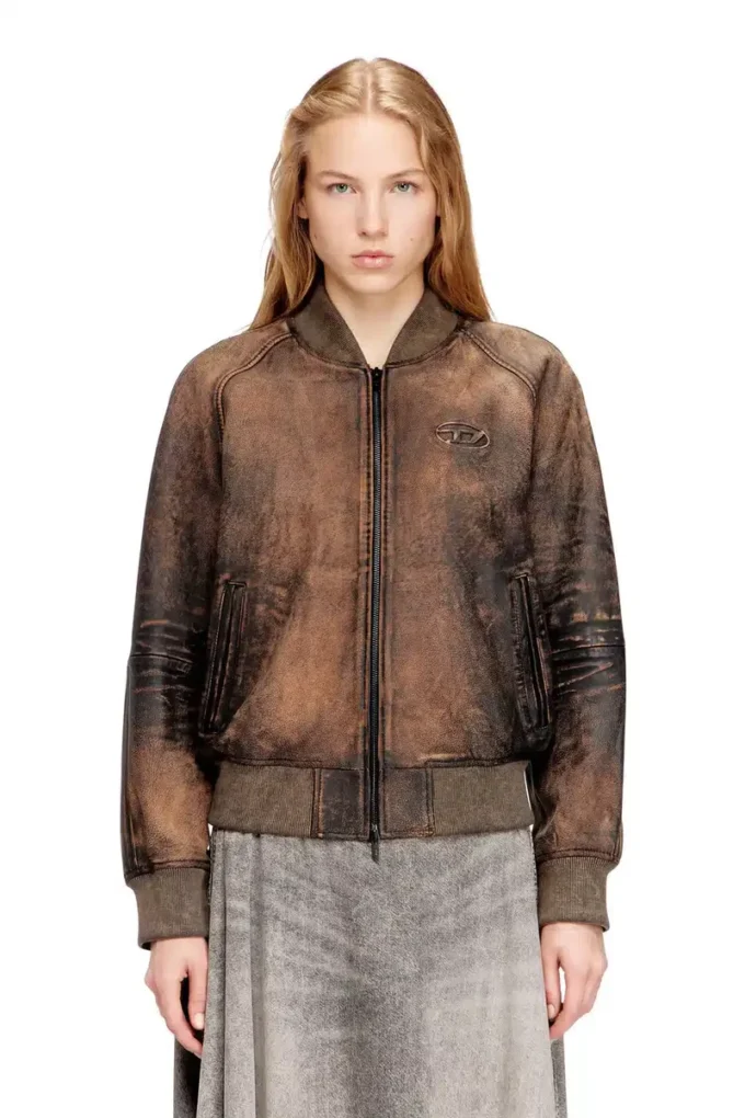 l-cobb-fem Blouson aviateur en cuir vieilli
