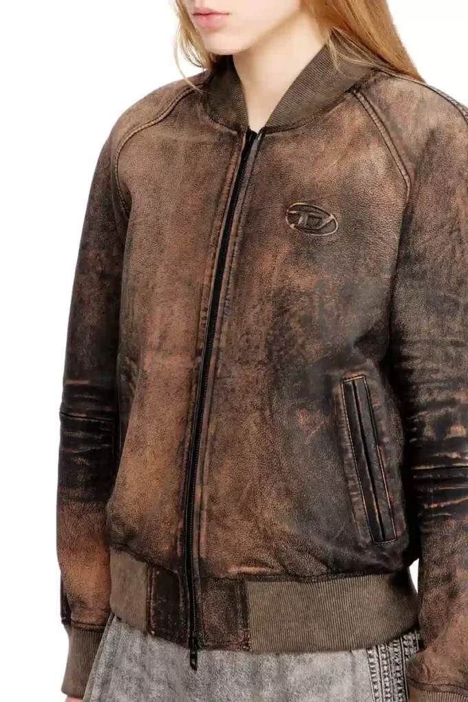 l-cobb-fem Blouson aviateur en cuir vieilli