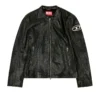l-cobbe Veste motard en cuir froissé
