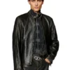 l-cobbe Veste motard en cuir froissé