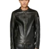 l-cobbe Veste motard en cuir froissé