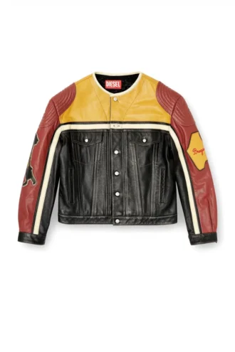 l-coug-20th Veste en cuir avec détails patch