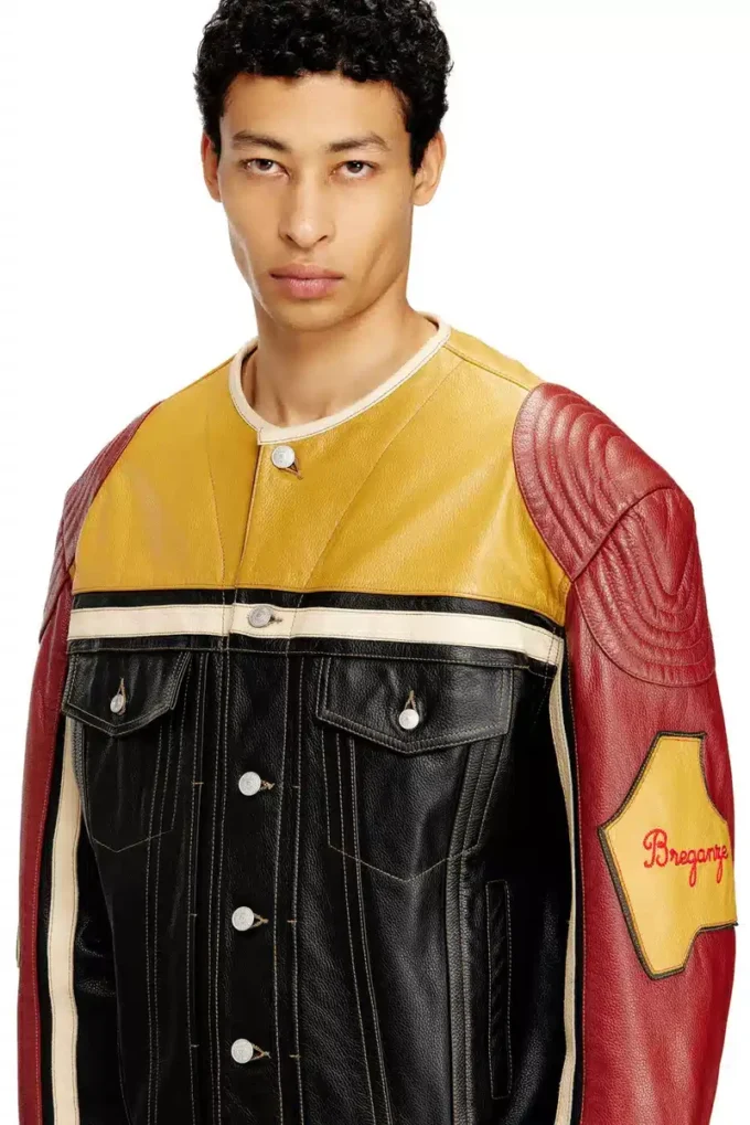 l-coug-20th Veste en cuir avec détails patch