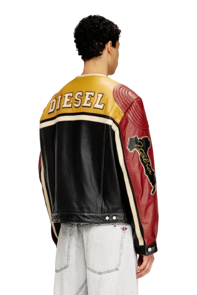 l-coug-20th Veste en cuir avec détails patch