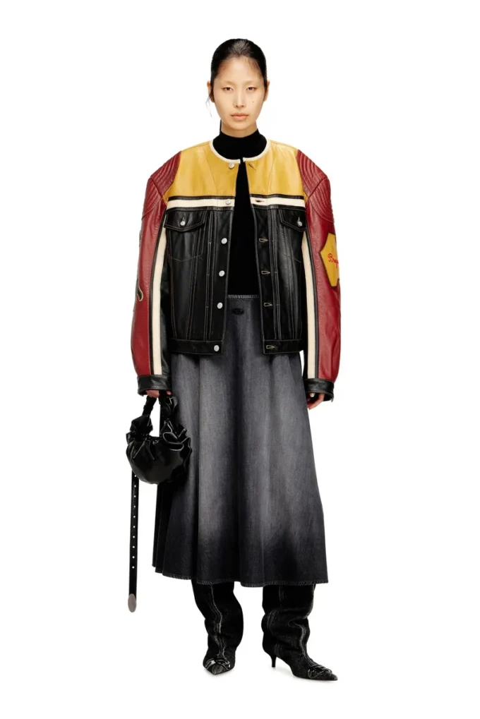 l-coug-20th Veste en cuir avec détails patch