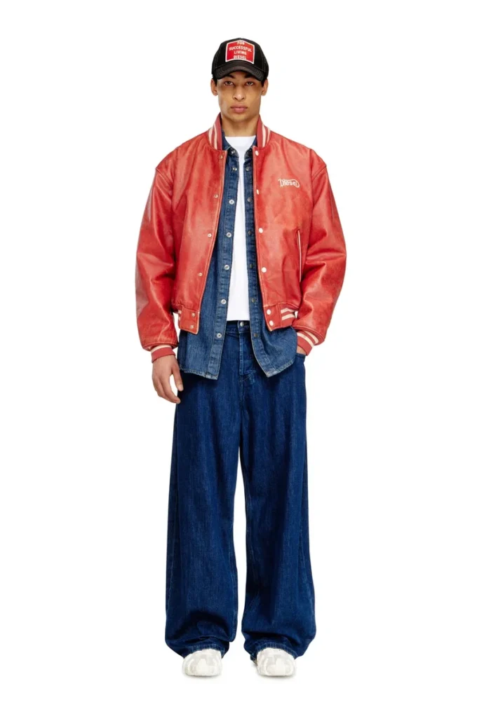 l-difordi-20th Blouson aviateur en cuir avec logo Diesel