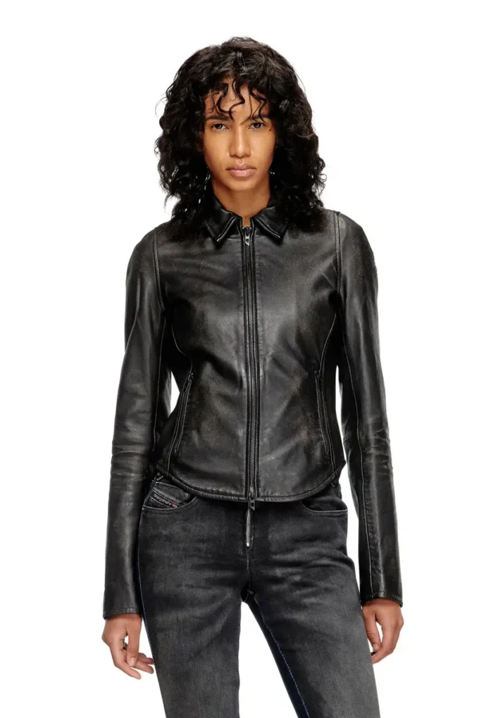 l-egrad Veste en cuir vieilli