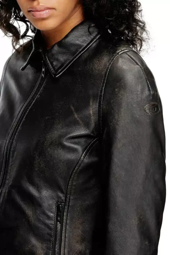 l-egrad Veste en cuir vieilli