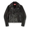 l-eo-wrd Veste motard en cuir ciré