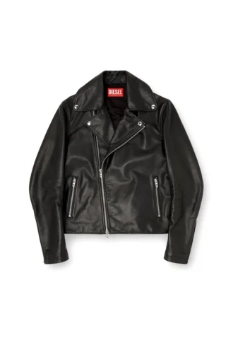 l-eo-wrd Veste motard en cuir ciré