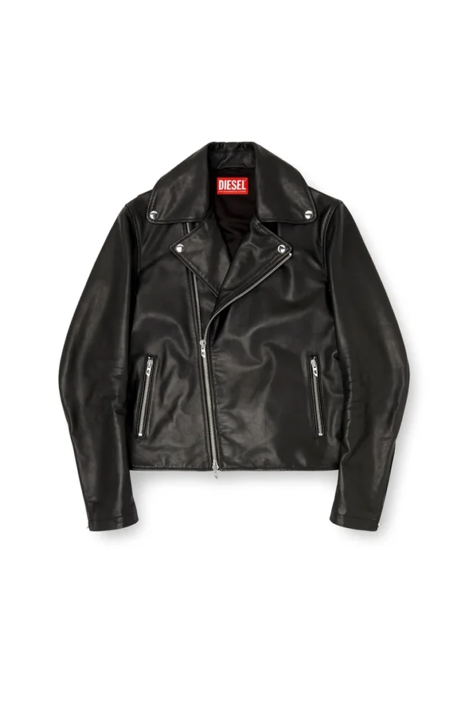 l-eo-wrd Veste motard en cuir ciré