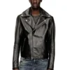 l-eo-wrd Veste motard en cuir ciré