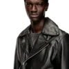 l-eo-wrd Veste motard en cuir ciré
