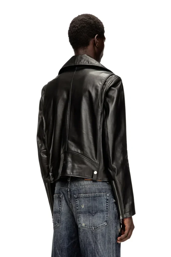 l-eo-wrd Veste motard en cuir ciré