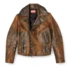 l-eon Veste motard en cuir traité