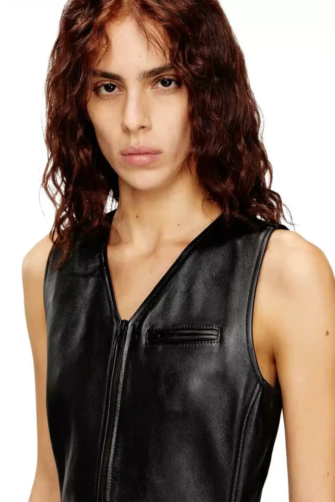 l-ilith Robe courte en cuir zippée