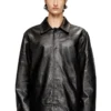 l-jess Veste en cuir rembourrée