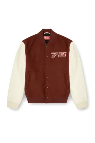 l-kopf Blouson bomber rembourré en laine et cuir