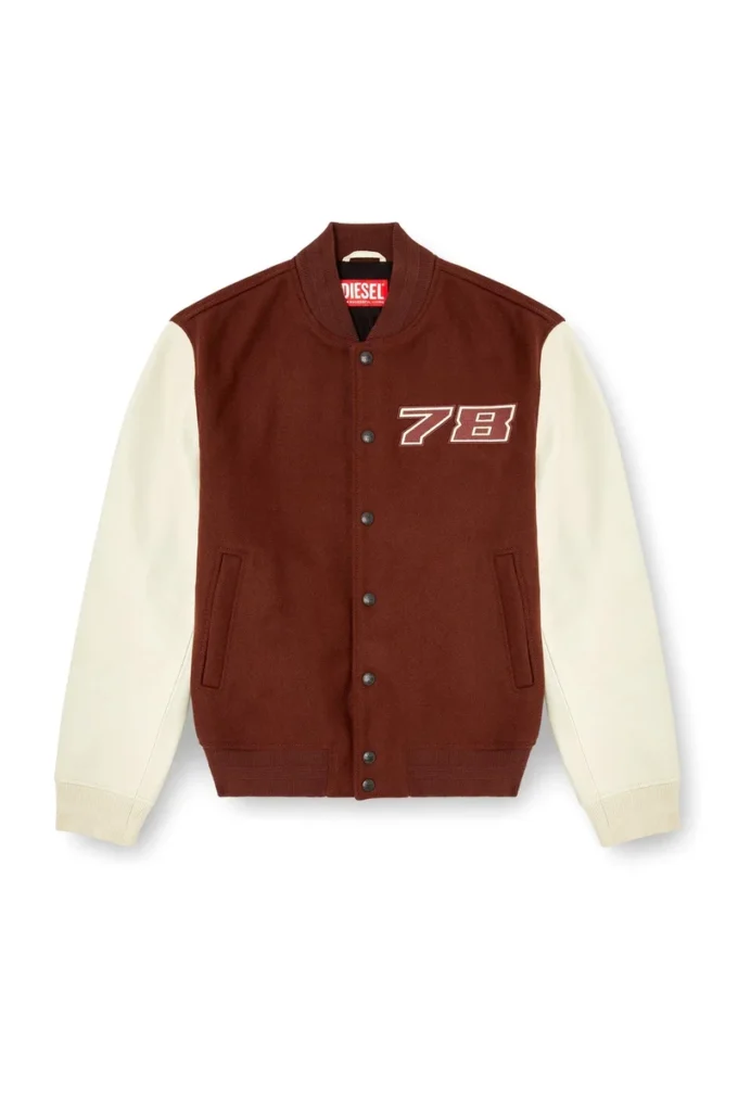 l-kopf Blouson bomber rembourré en laine et cuir