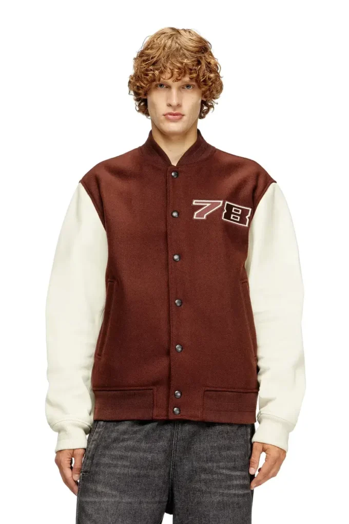 l-kopf Blouson bomber rembourré en laine et cuir