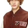 l-kopf Blouson bomber rembourré en laine et cuir
