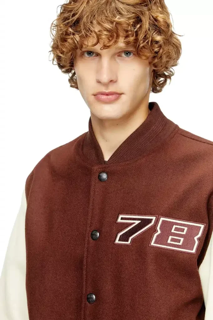 l-kopf Blouson bomber rembourré en laine et cuir