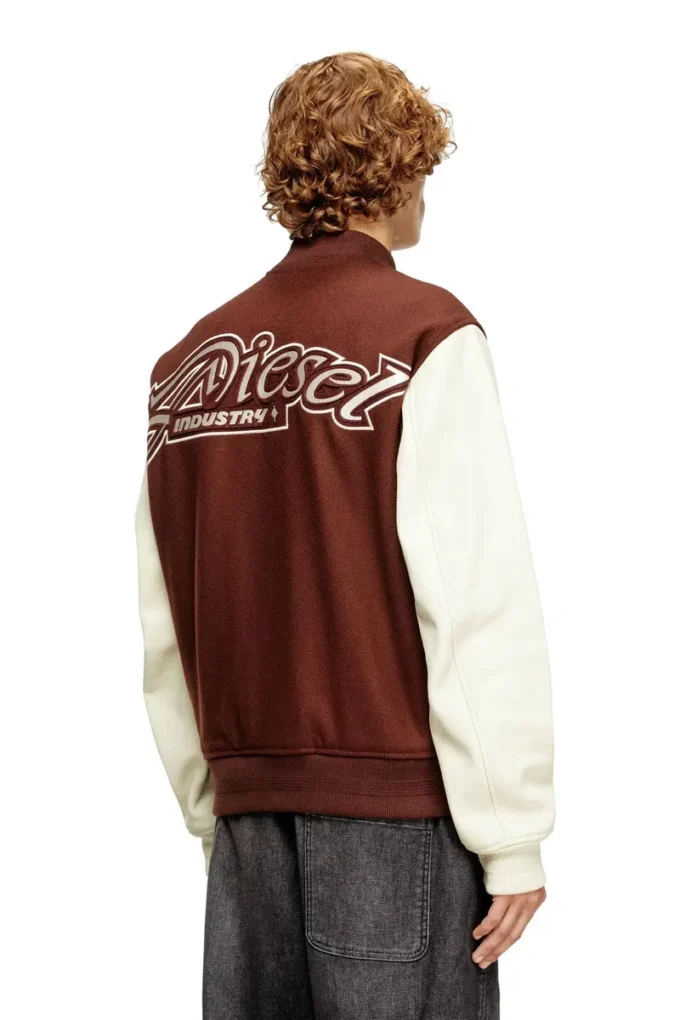 l-kopf Blouson bomber rembourré en laine et cuir