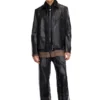 l-korn-a Veste en cuir avec logo Oval D en relief