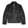 l-korn-a Veste en cuir avec logo Oval D en relief