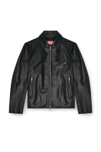 l-korn-a Veste en cuir avec logo Oval D en relief