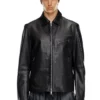 l-korn-a Veste en cuir avec logo Oval D en relief