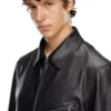 l-korn-a Veste en cuir avec logo Oval D en relief