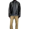 l-krixy Blouson motard en cuir avec passepoil