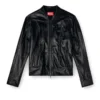 l-krixy Blouson motard en cuir avec passepoil