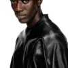 l-krixy Blouson motard en cuir avec passepoil