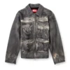 l-mayer Veste en cuir avec poches trompe-l&rsquo;œil