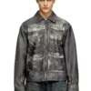l-mayer Veste en cuir avec poches trompe-l&rsquo;œil