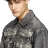 l-mayer Veste en cuir avec poches trompe-l&rsquo;œil