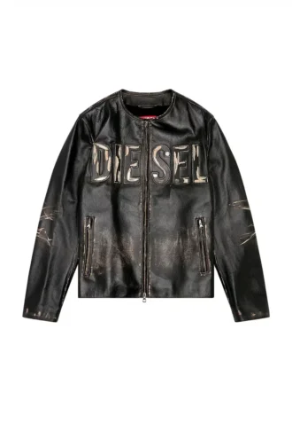 l-met Veste en cuir vieilli avec logo métallique