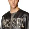 l-met Veste en cuir vieilli avec logo métallique